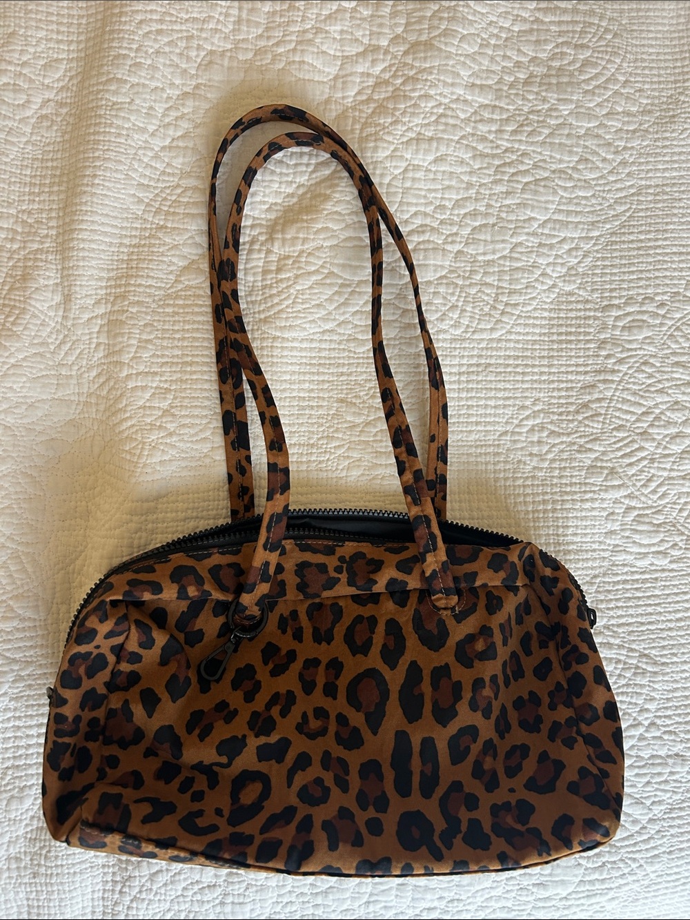 Baggu Leopard Print Bowler Shoulder Bag